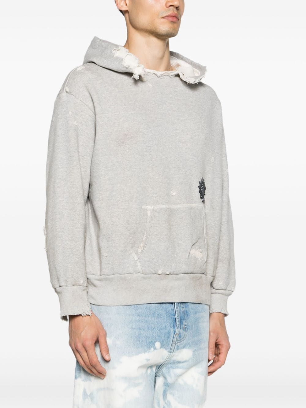 distressed-finish cotton hoodie - 3