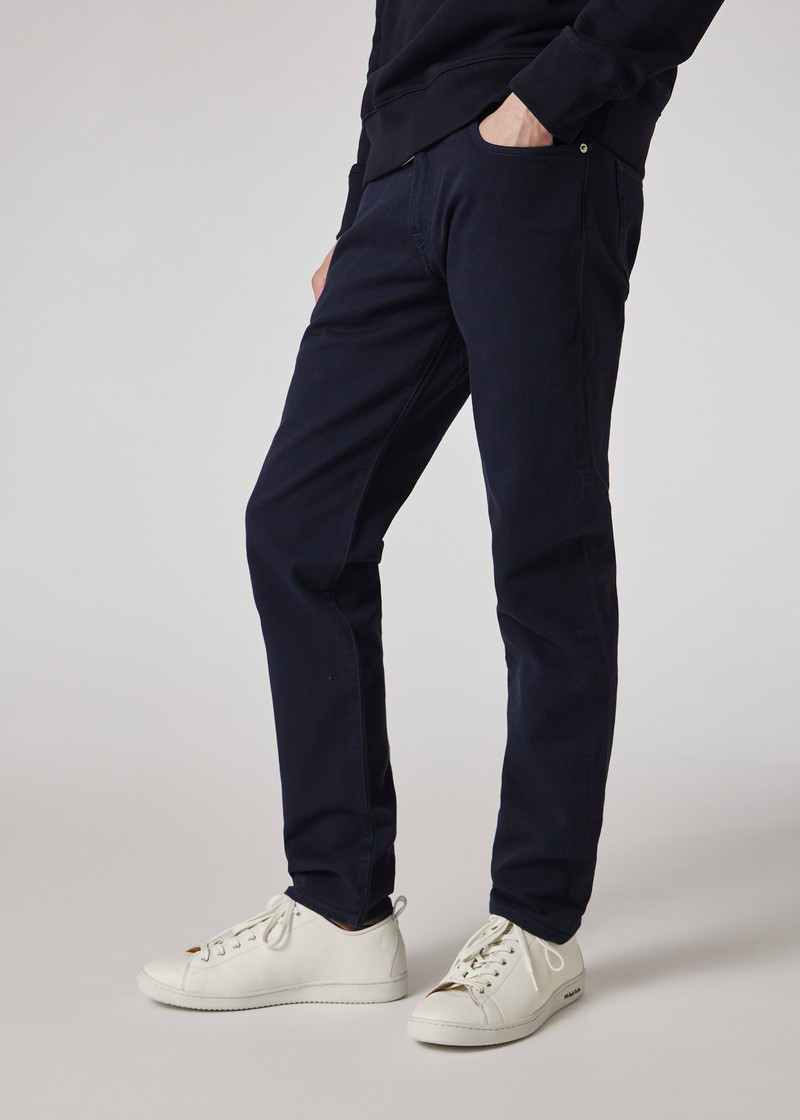 Tapered-Fit Garment Dyed Navy Jeans 4