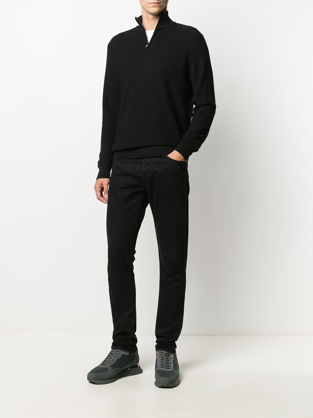 zipped up ribbed knit jumper - 2