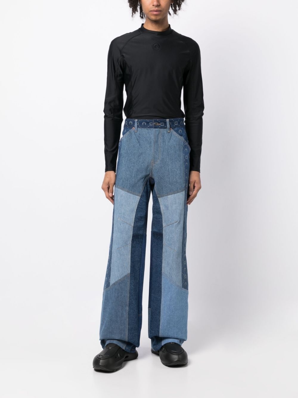 patchwork wide-leg jeans - 2