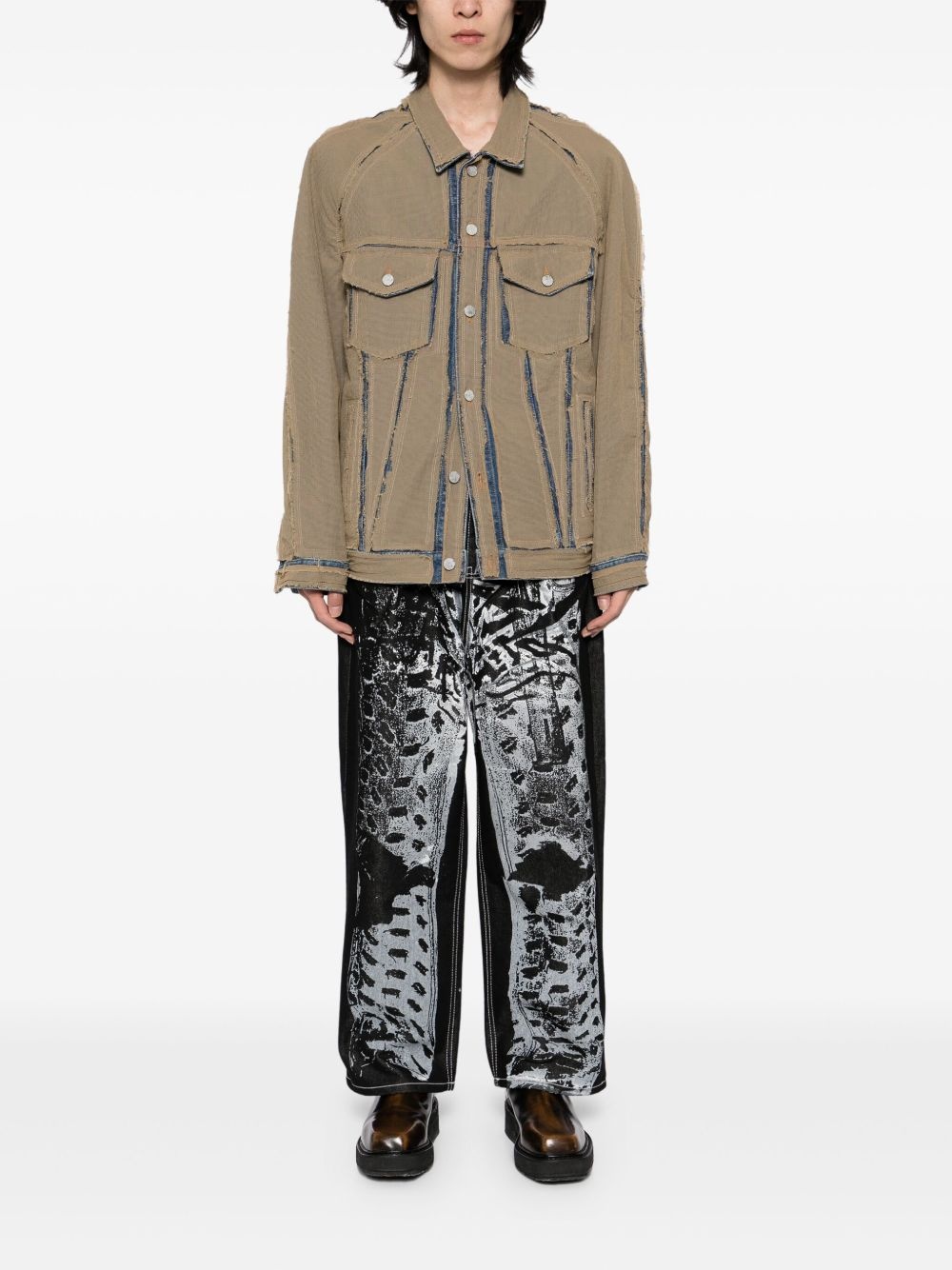 printed trompe l'oeil jeans - 2