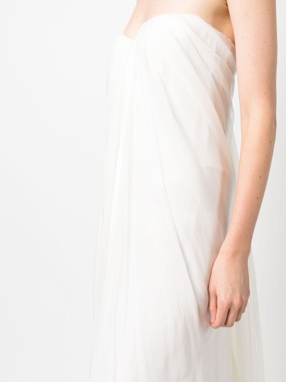 gathered silk-chiffon bustier gown - 5