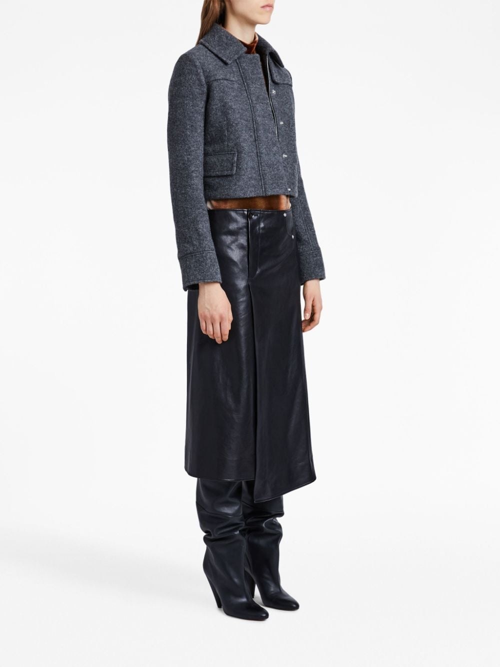 zipped wool cropped jacket - 3