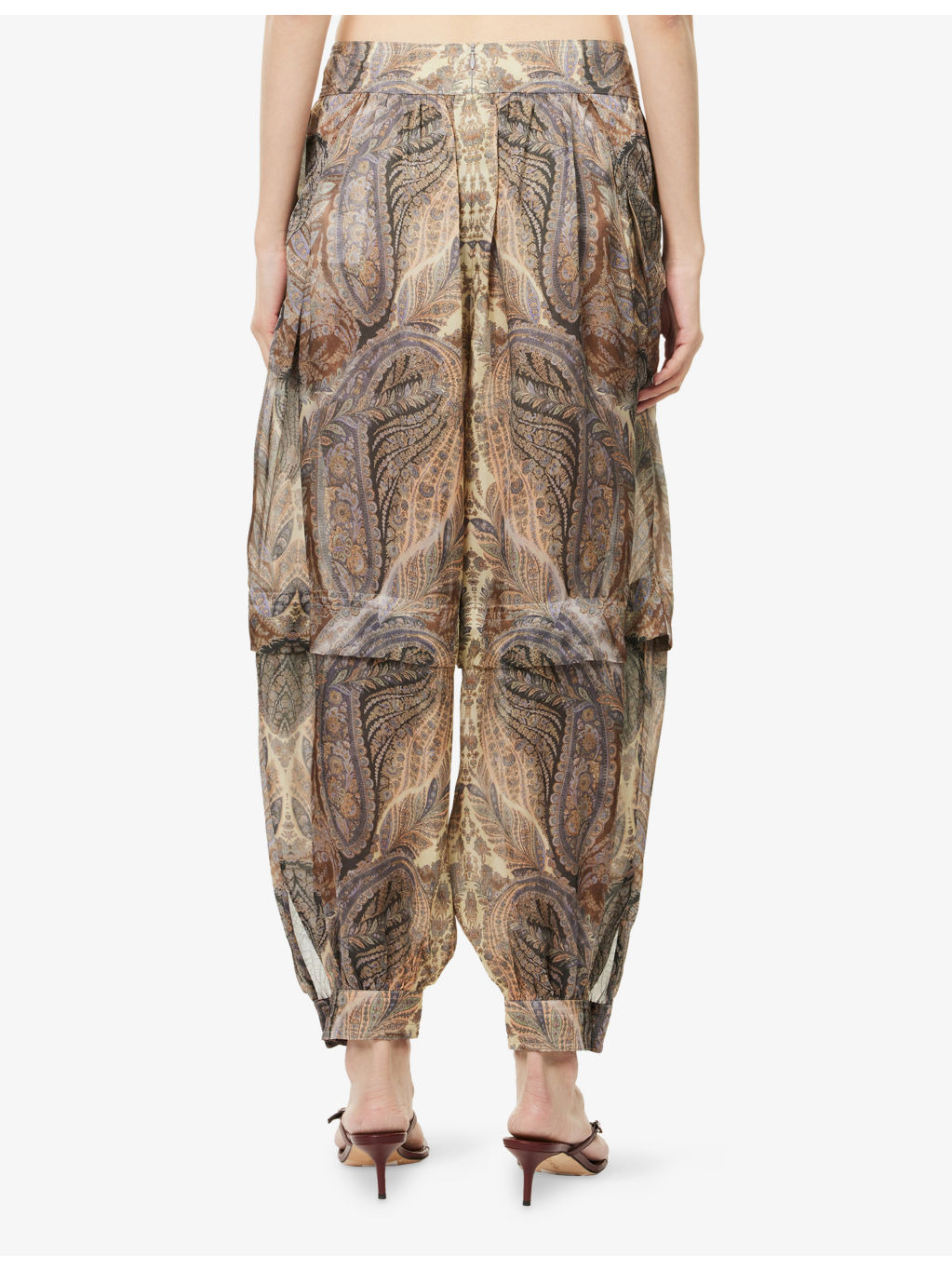 Printed Silk Harem Trousers - 4