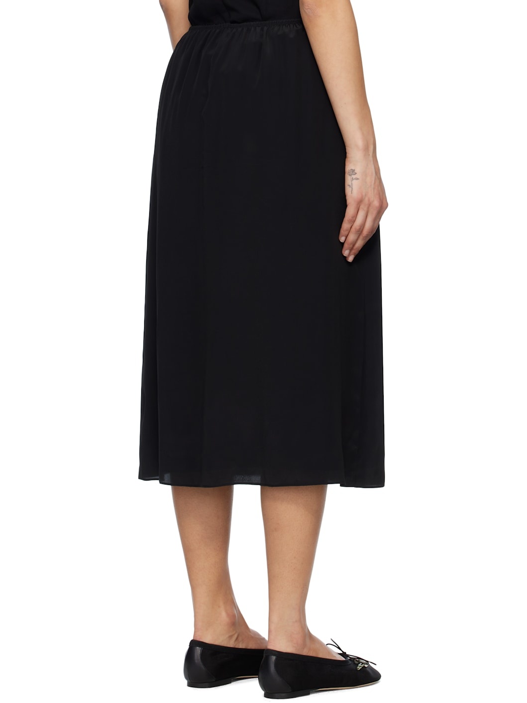 Black Bow Slit Column Midi Skirt - 3