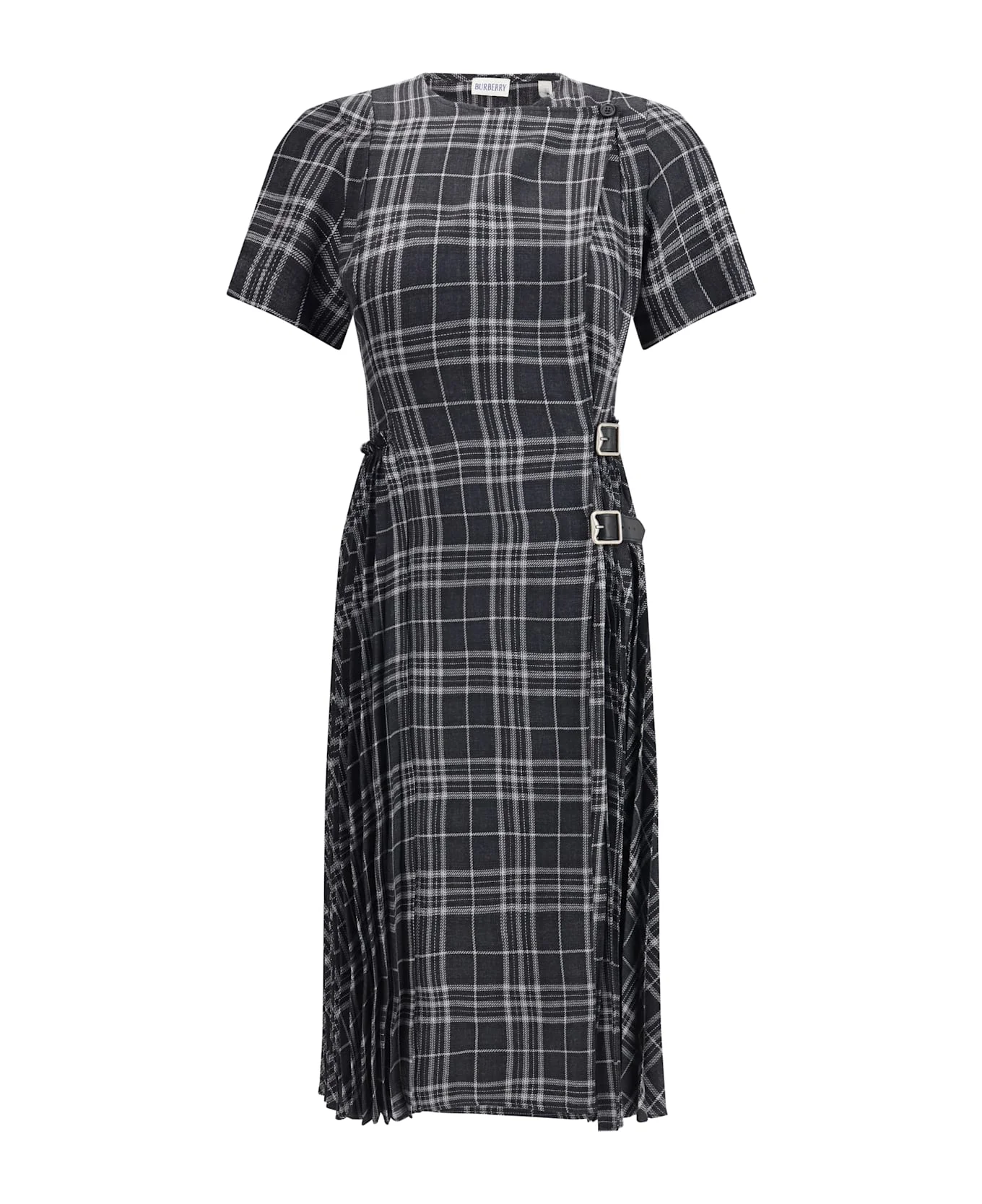 Check Wool Blend Kilt Dress - 1