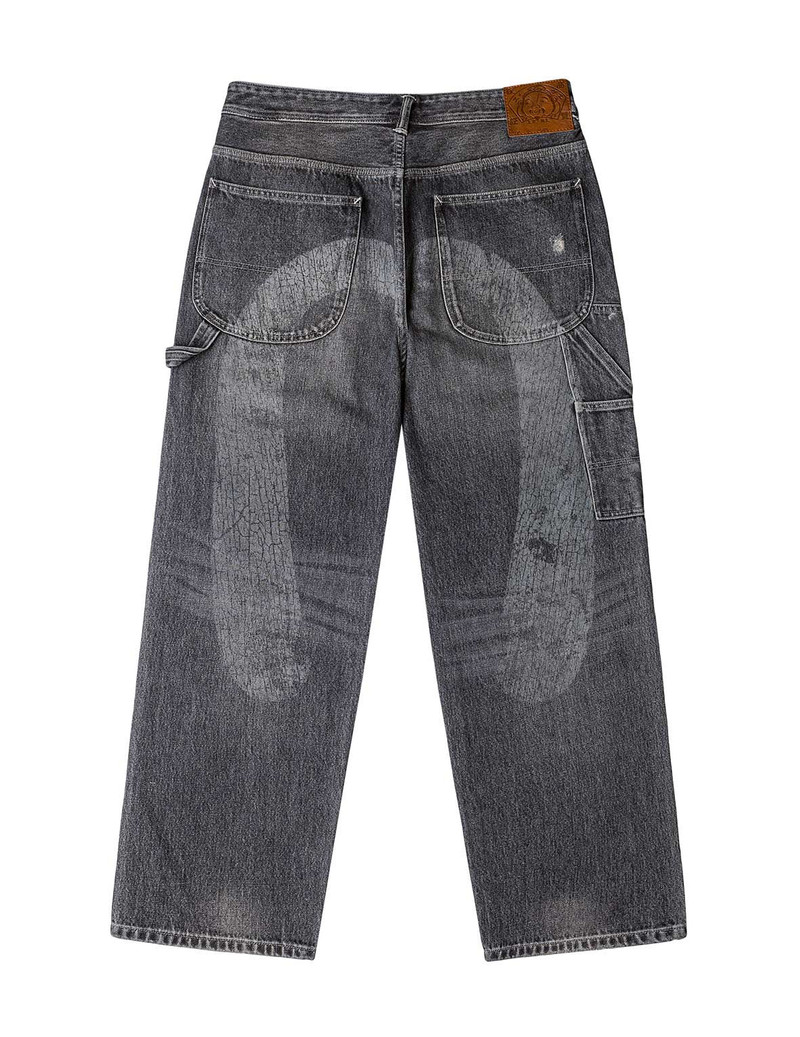 EVISU Washed and Distressed Daicock Print Relax Fit Jeans outlook