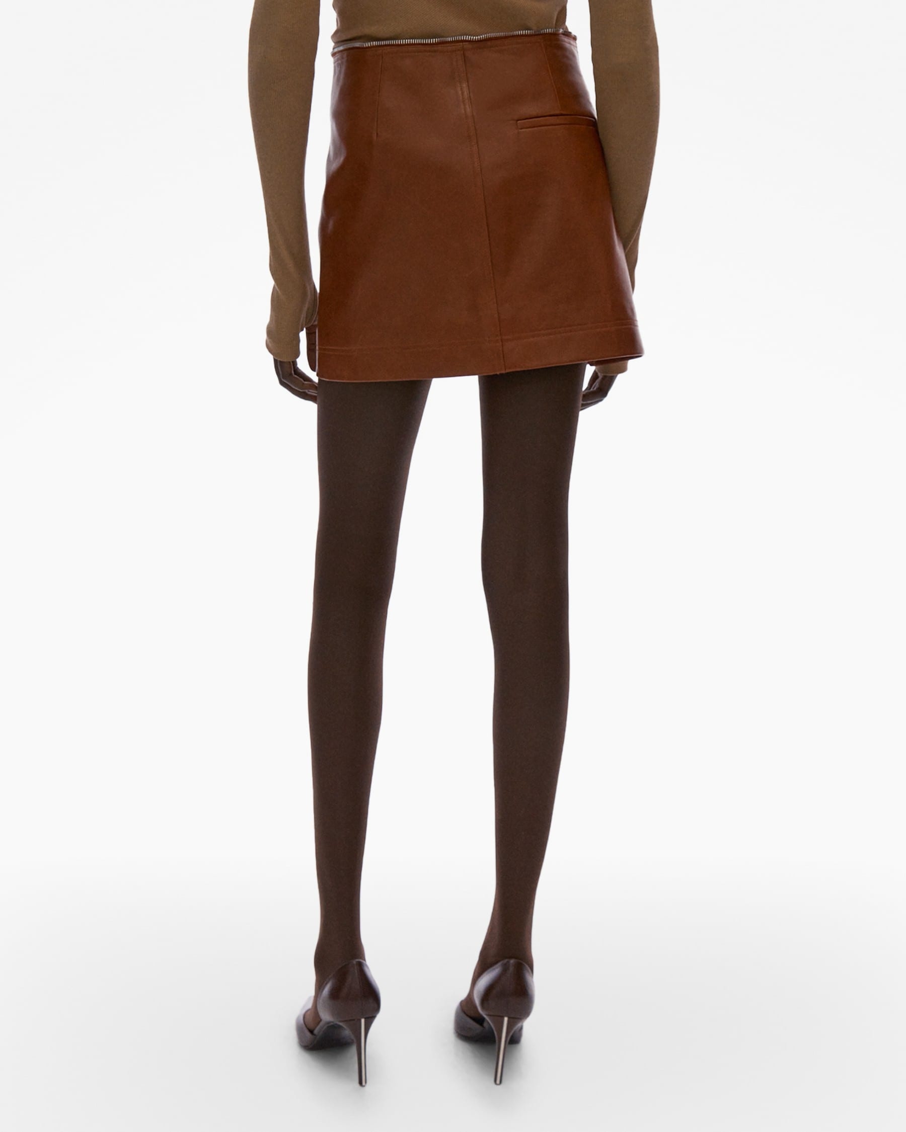 LEATHER ZIP MINI SKIRT - 4