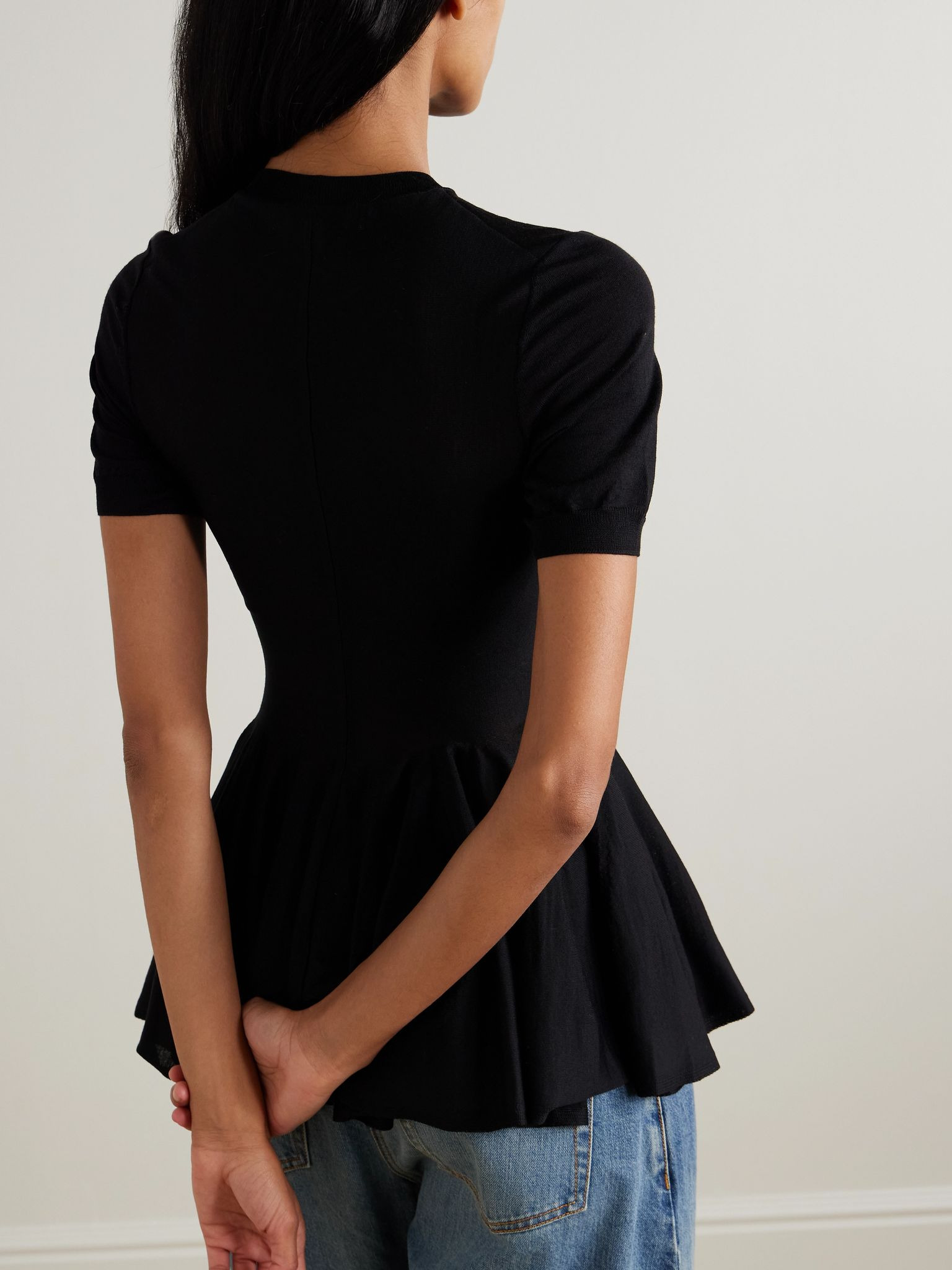 Wool peplum top Black - 3