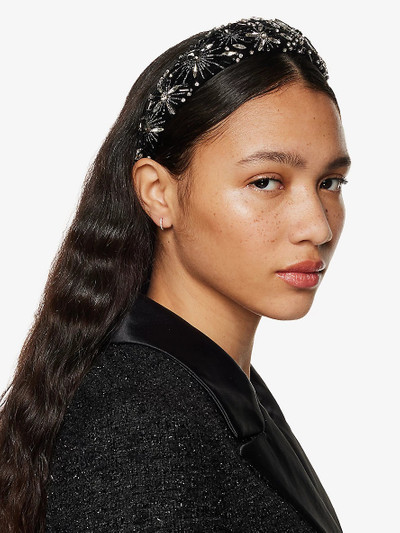 Jennifer Behr Chara crystal-embellished velvet headband outlook