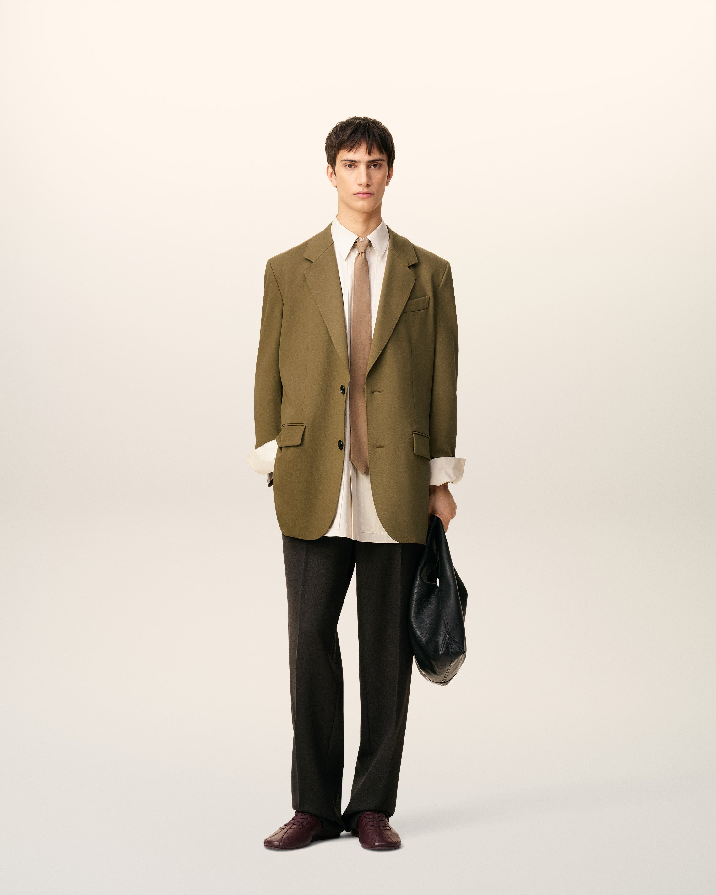GREEN WOOL LOOSE DOUBLE BREASTED JACKET - 2