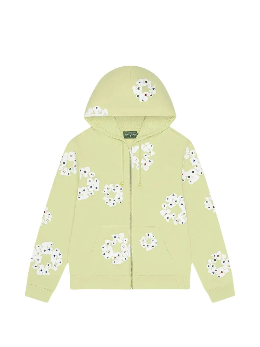 Wreath rhinestone zip-up hoodie - 1