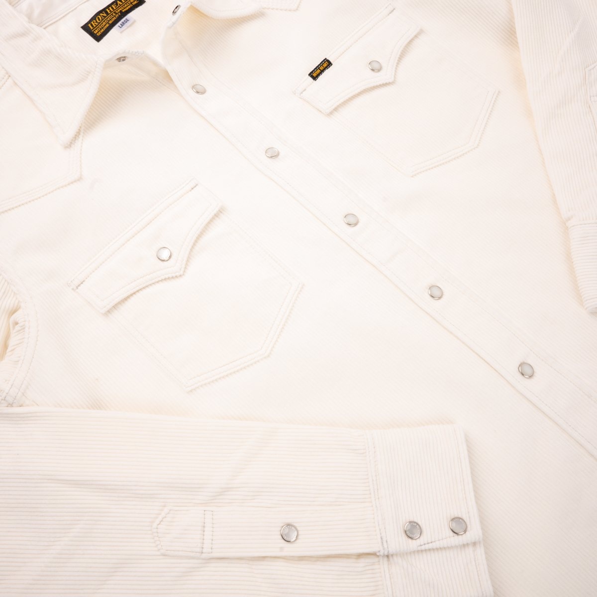 IHSH-398-WHT 11oz Corduroy Western Shirt -  Off White - 8