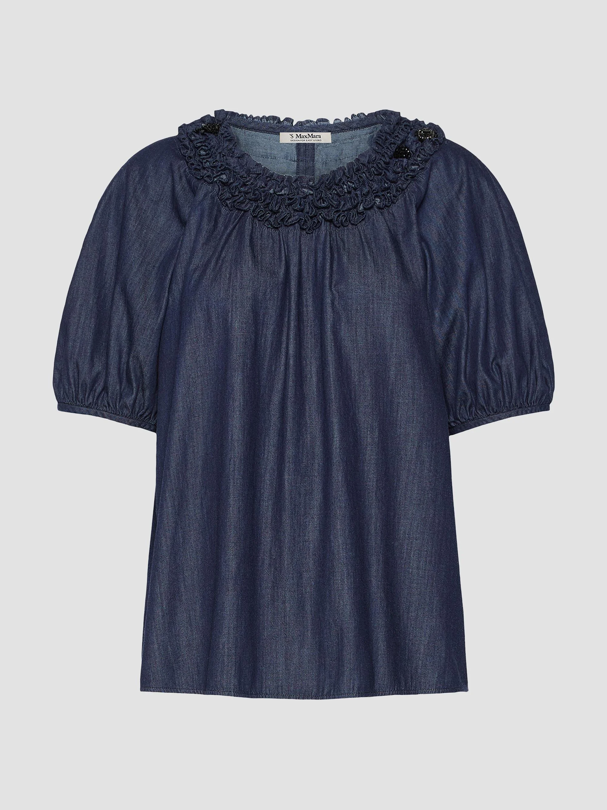 Women's Cotton Denim Blouse - Midnight Blue - 1