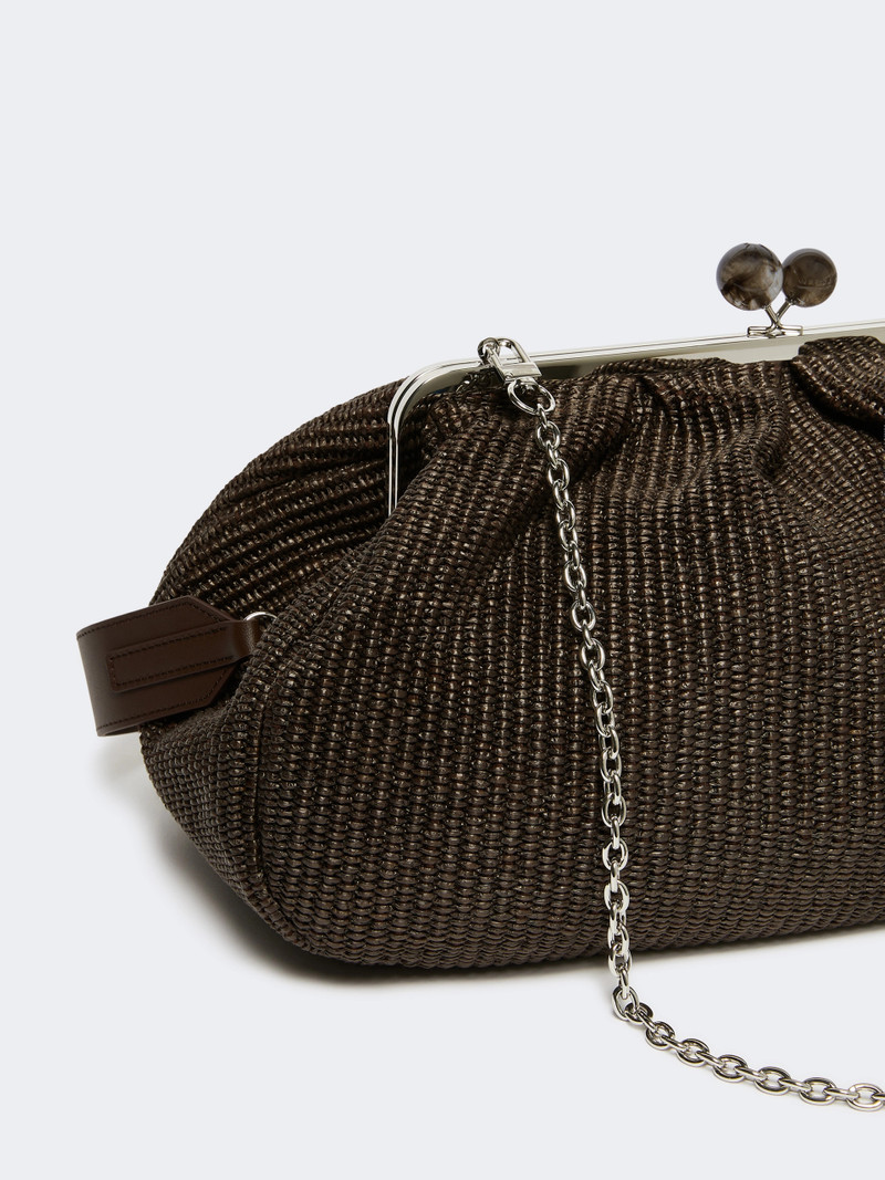 NABARRO Large raffia-effect Pasticcino bag - DARK BROWN 3