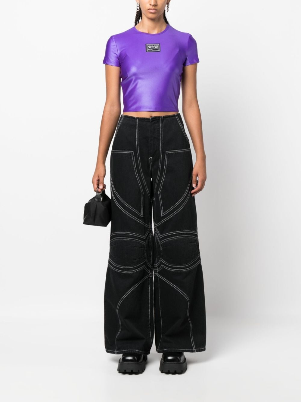 logo-patch cropped T-shirt - 2