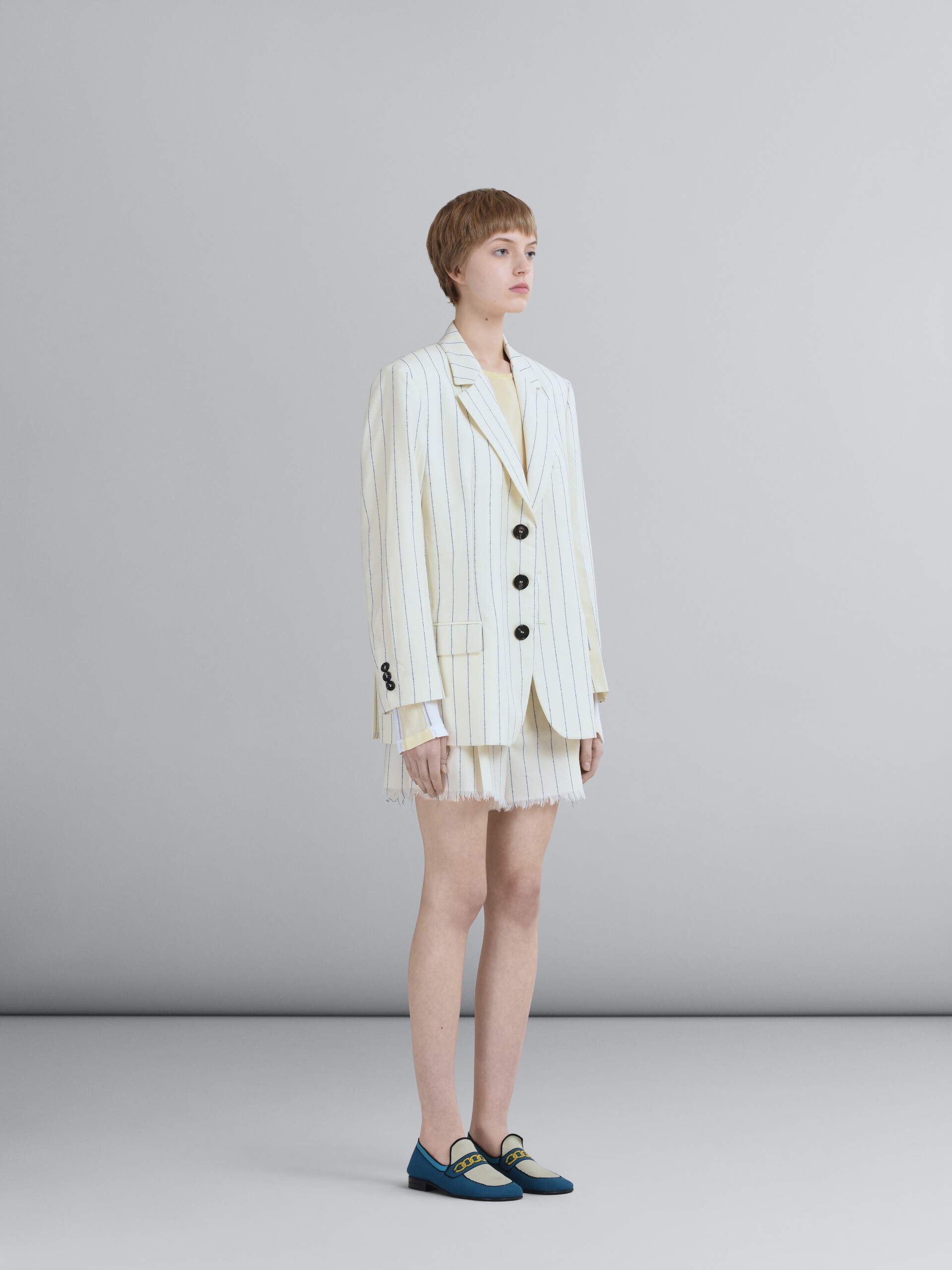 PINSTRIPED FRESCO WOOL BLAZER - 6