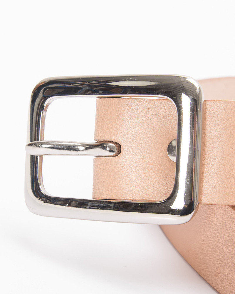 HEAVY DUTY &QUOT;TOCHIGI&QUOT; LEATHER BELT WITH NICKEL PLATED GARRISON BUCKLE - NATURAL 3