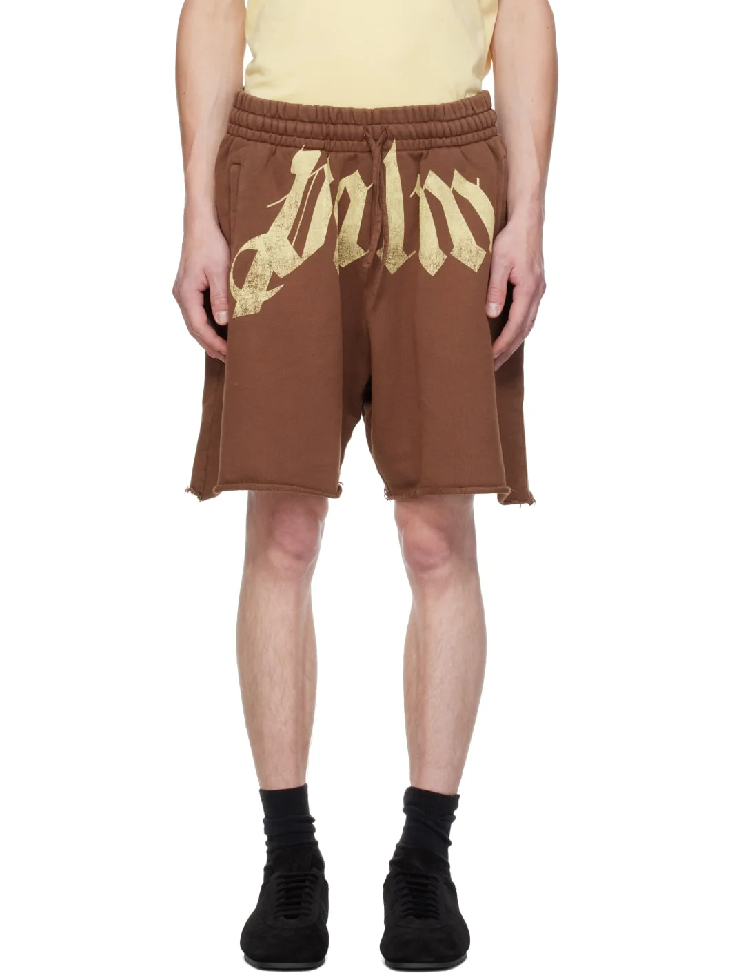 Brown Big Waist Sweat Shorts - 1