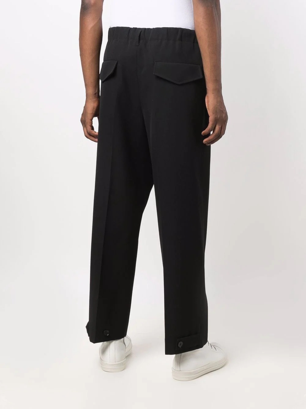 elasticated-waist straight-leg trousers - 4