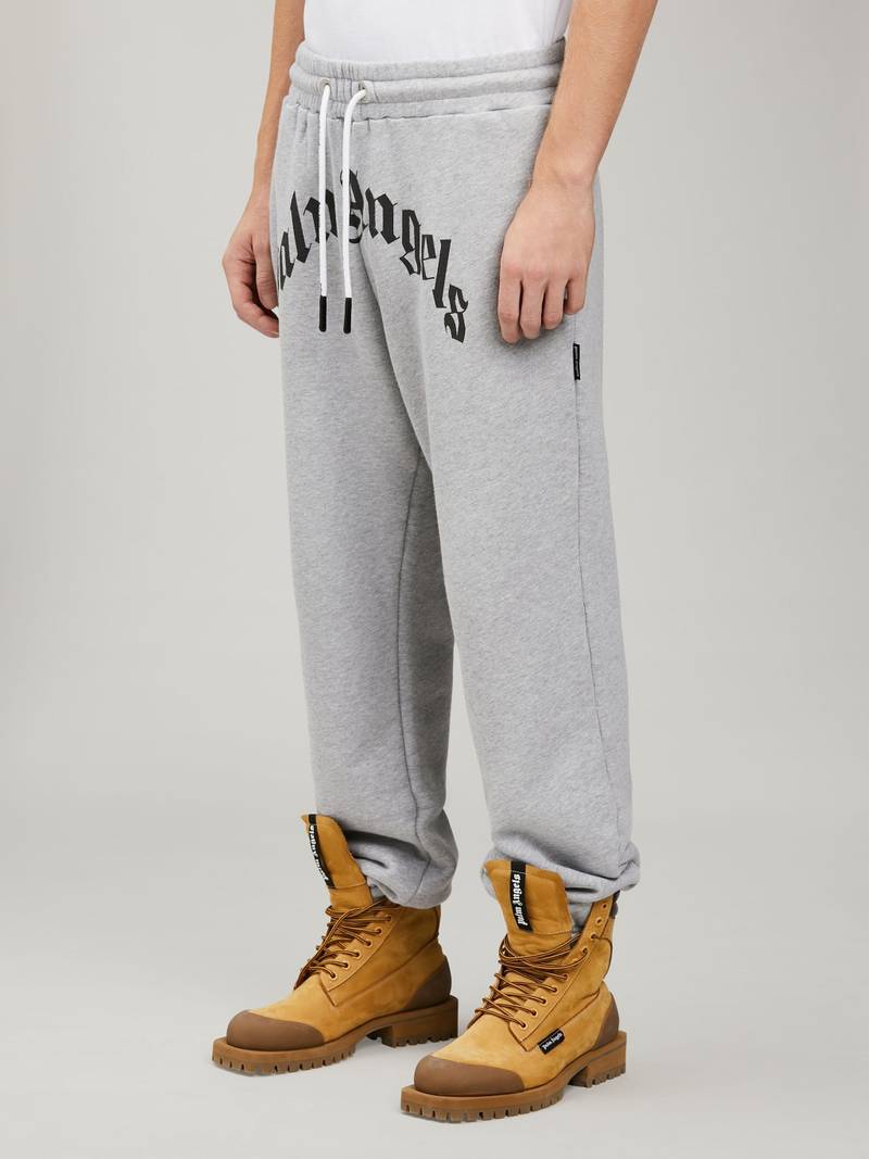 GREY CURVED LOGO SWEATPANTS 4