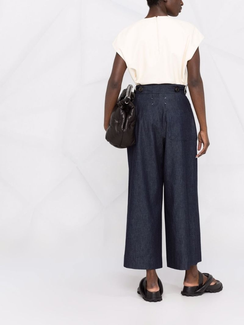 wide leg denim trousers - 4