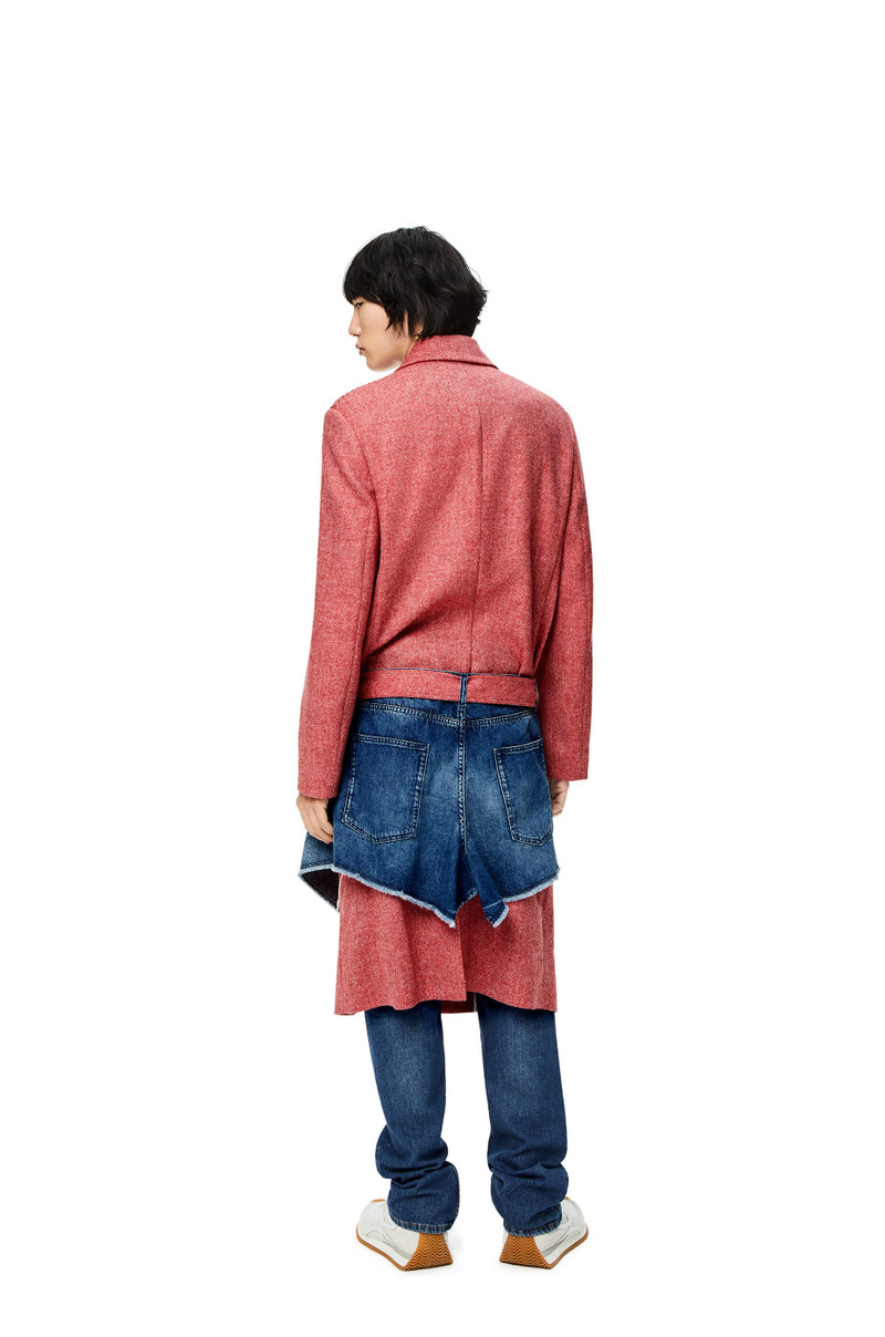 Layered coat in wool and denim 3
