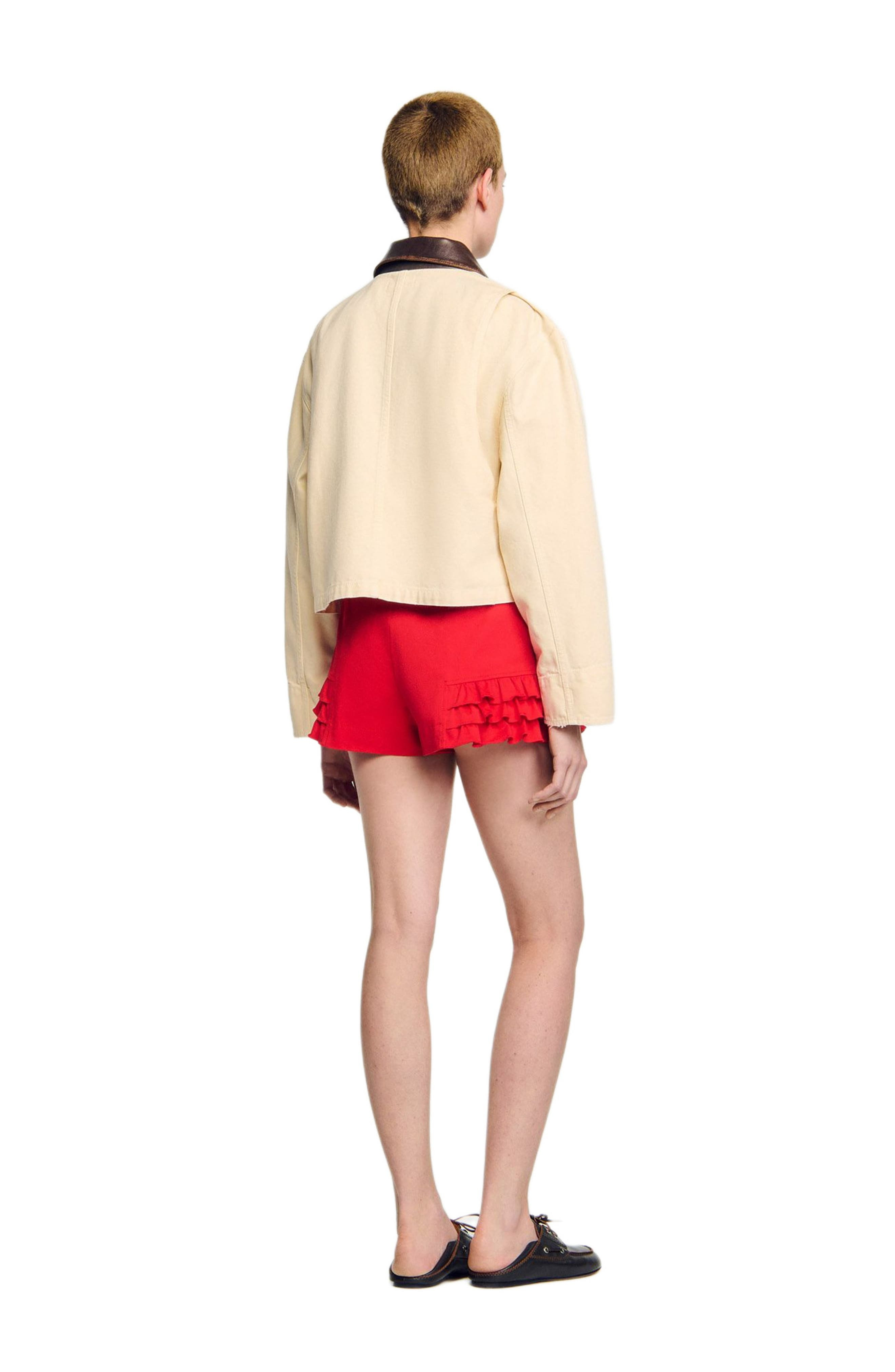 SANDRO Leather collar workwear jacket in Ecru at Nordstrom - 2