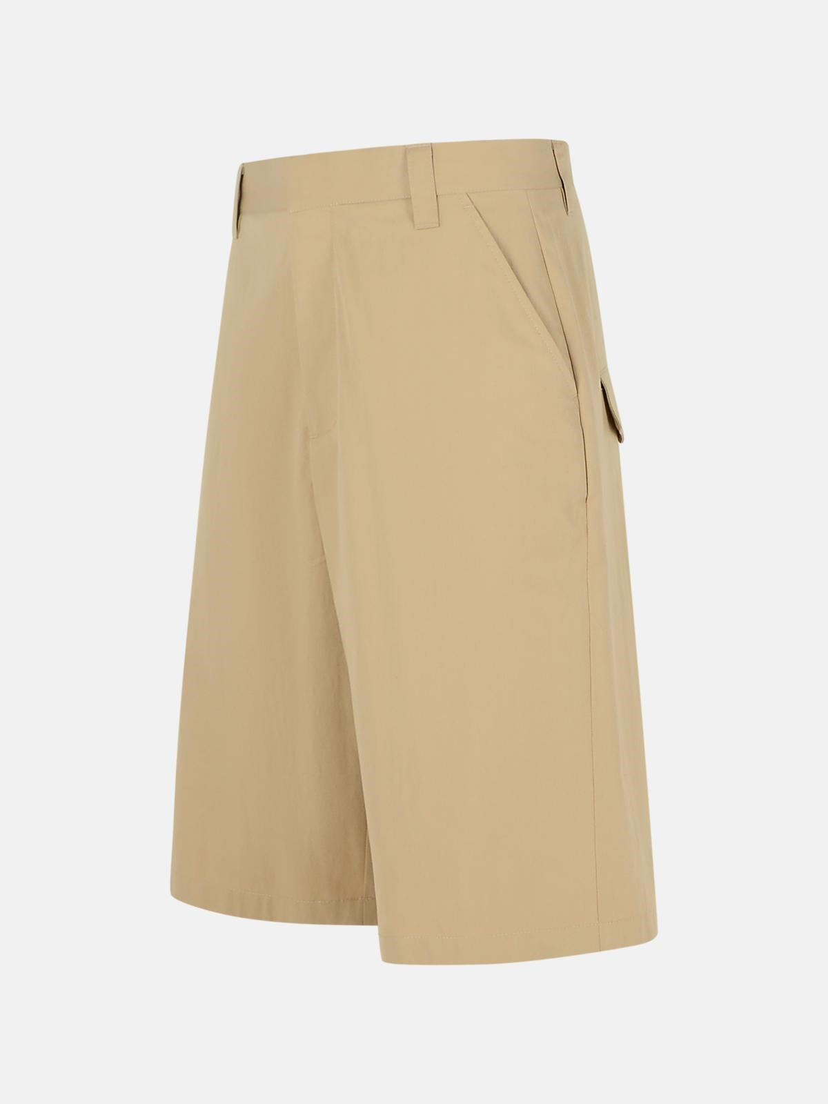 BEIGE COTTON BLEND BERMUDA SHORTS - 2