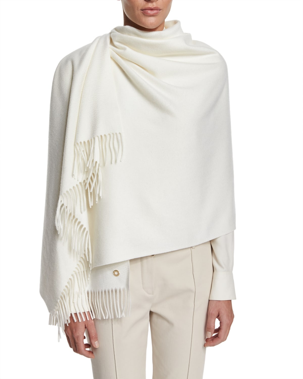 Cashmere Fringe-Trim Opera Stole - 1