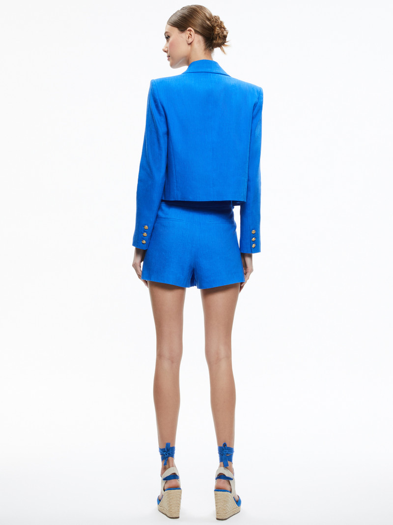 DENNY LINEN CROPPED NOTCH COLLAR BLAZER 3