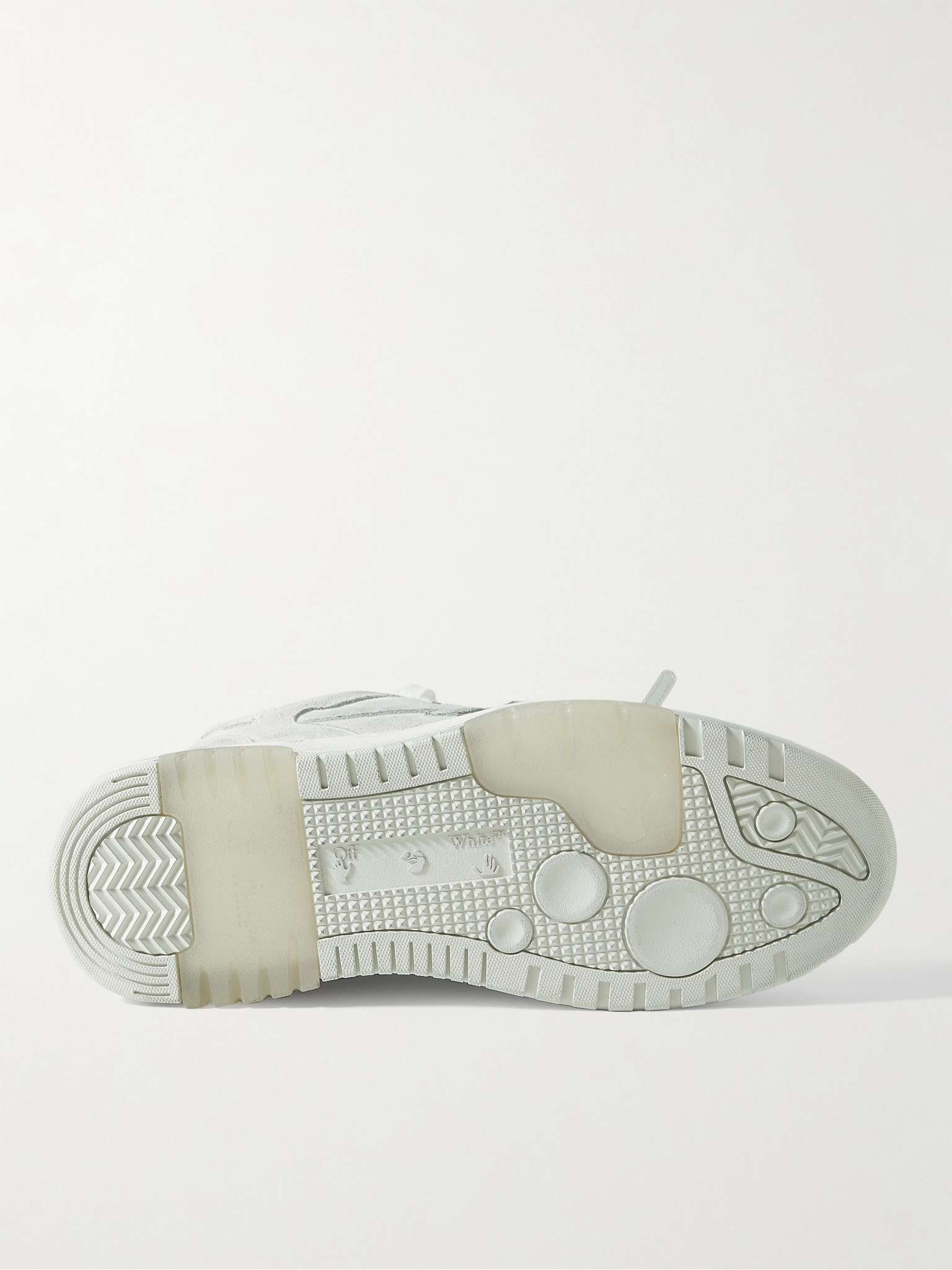Out of Office Distressed Leather-Trimmed Suede Sneakers - 7