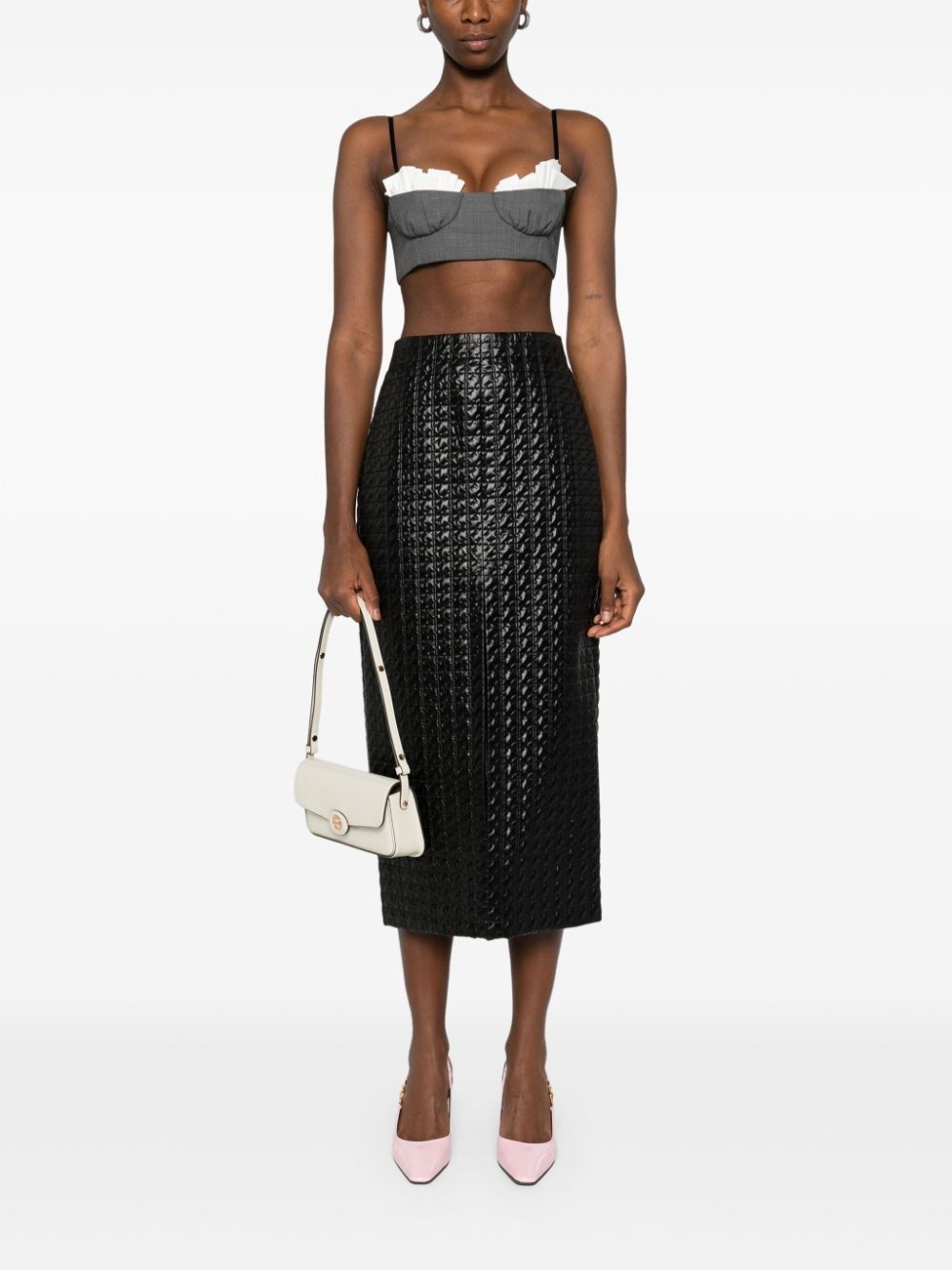 zip-up quilted midi skirt - 2