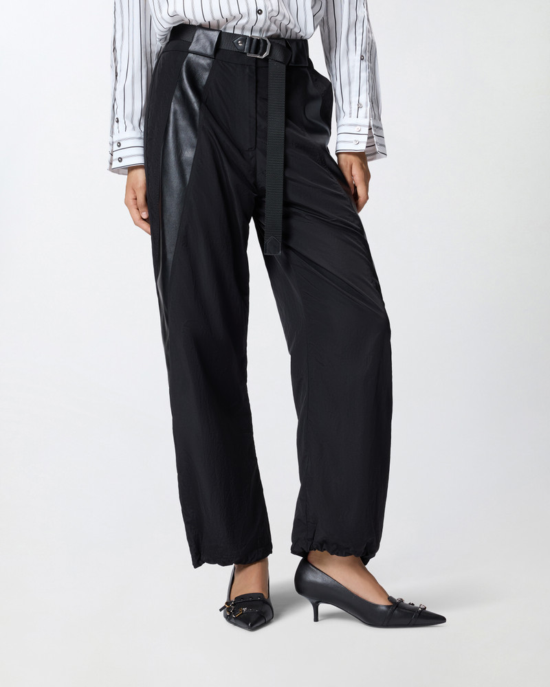 BLACK TROUSERS IN TECHNICAL CANVAS WITH COATED FABRIC DETAILS 3