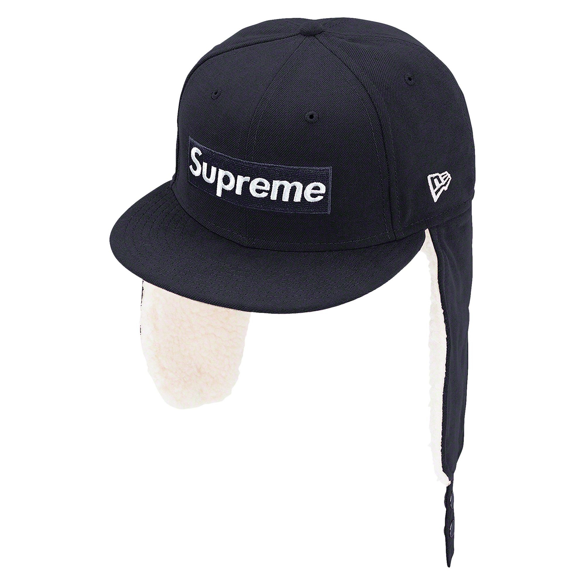 Supreme x New Era Earflap Box Logo 'Navy' - 1