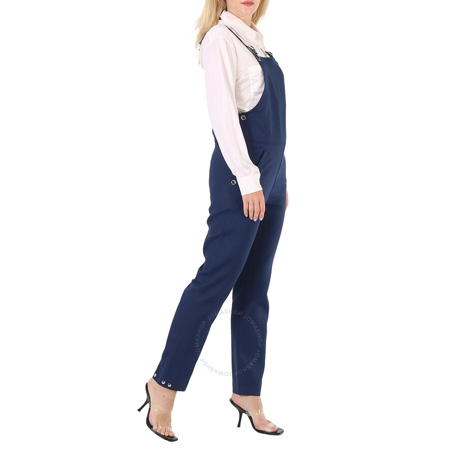 Burberry Ladies Dark Canvas Blue Square-Neck Slim-Cut Dungarees - 4