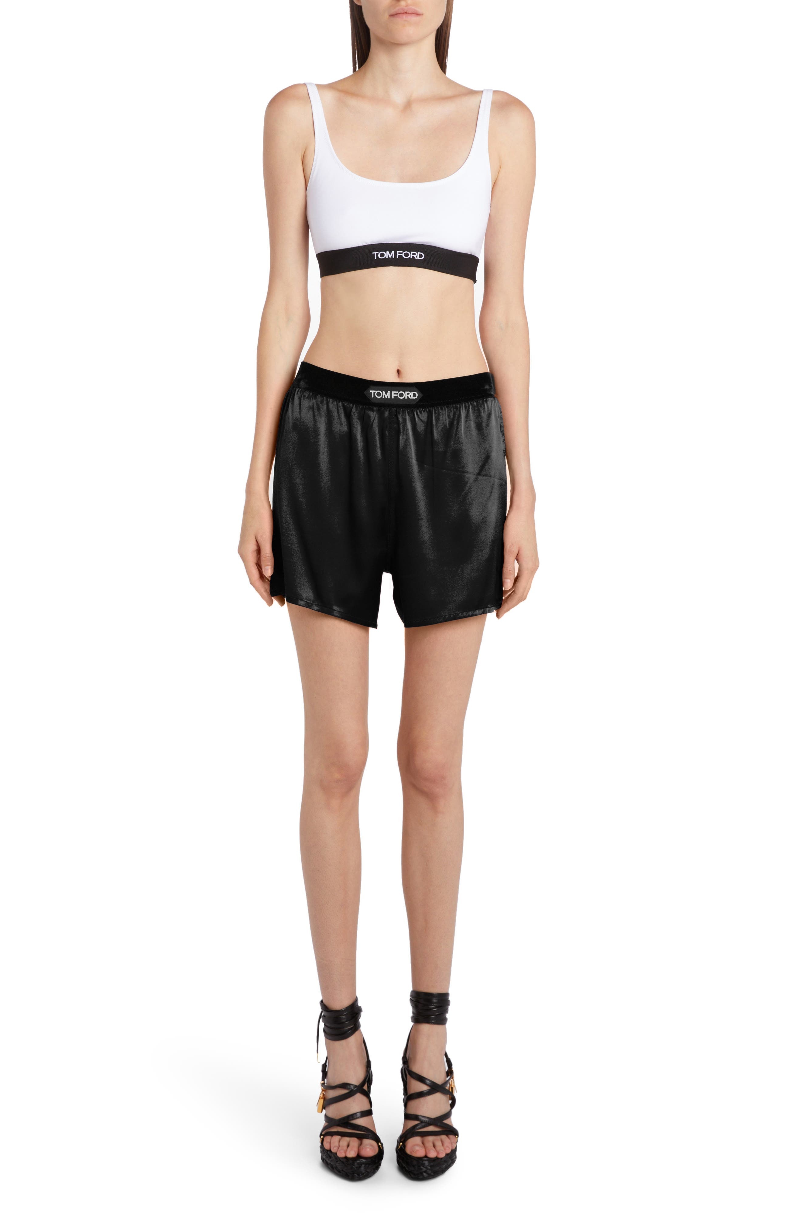 TOM FORD Stretch Silk Satin Pajama Shorts in Lb999 Black at Nordstrom - 6