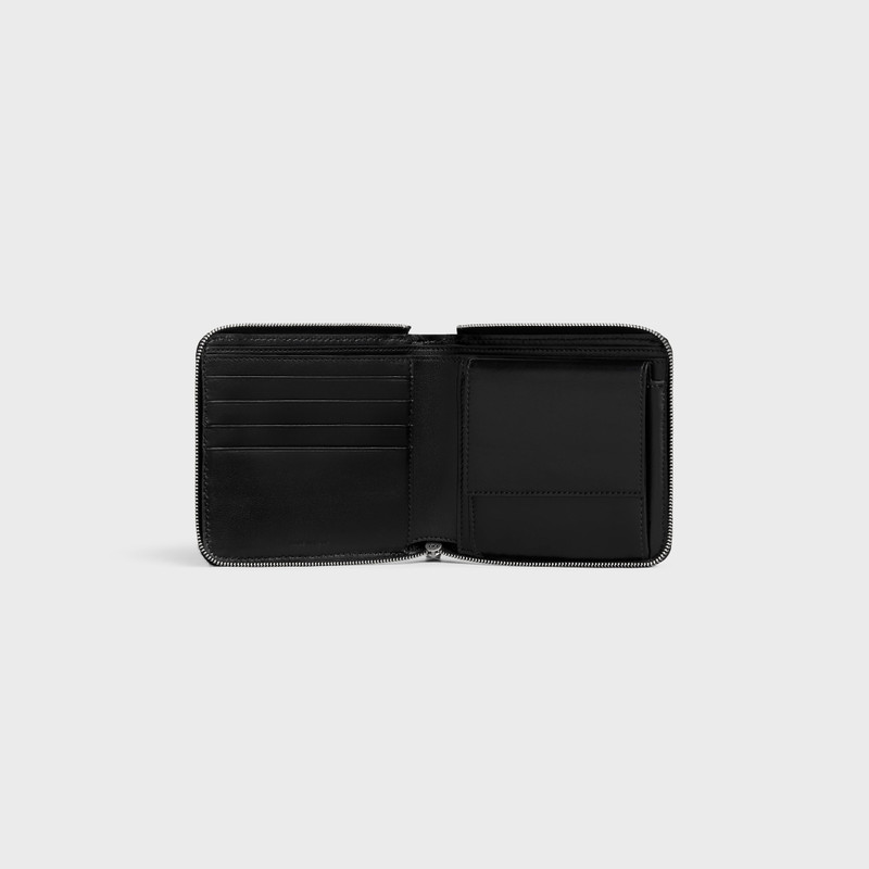 zipped bi-fold wallet with coin compartment IN grained calfskin 4