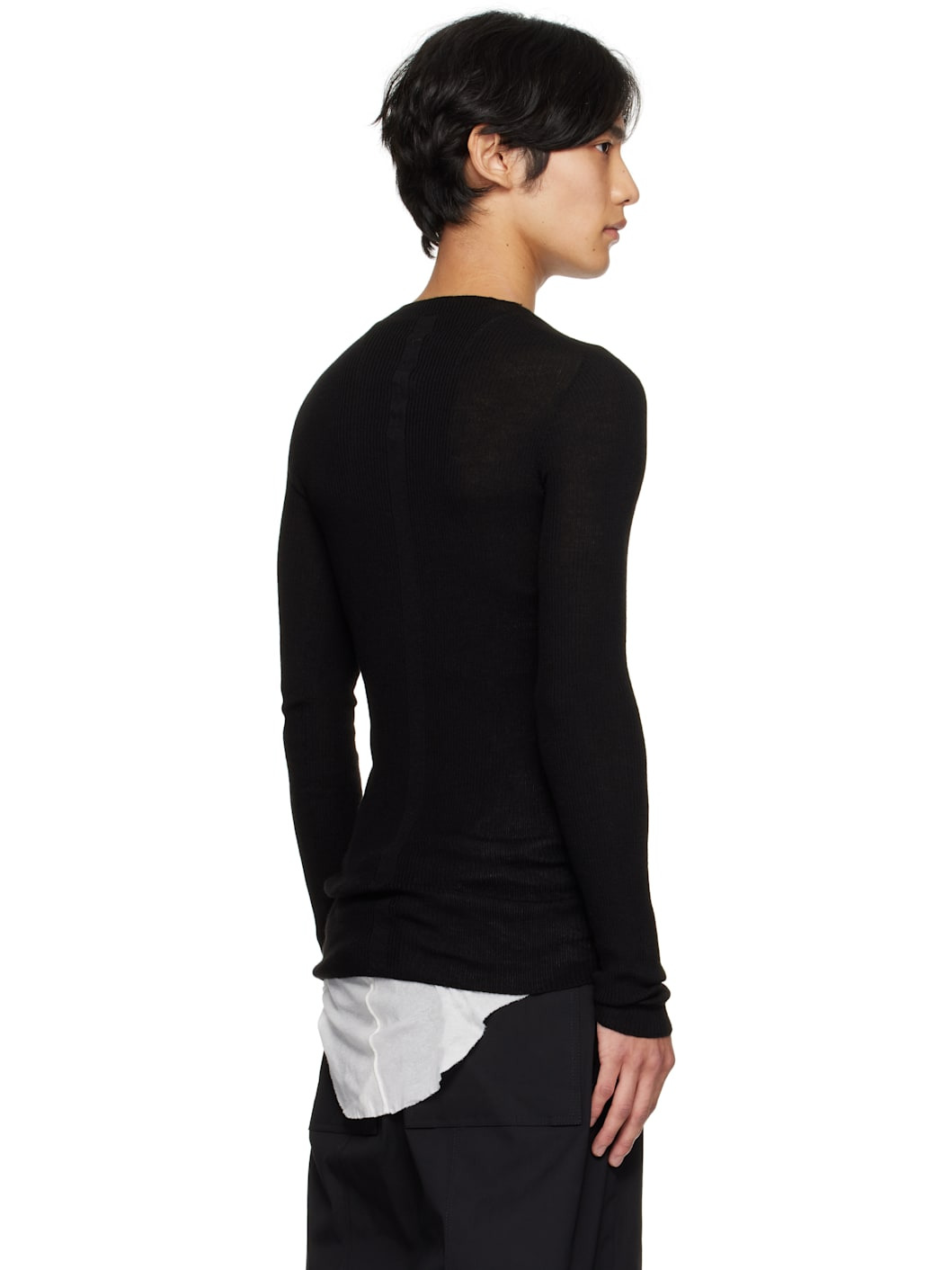 Black Concordians Ribbed Round Neck Sweater - 3