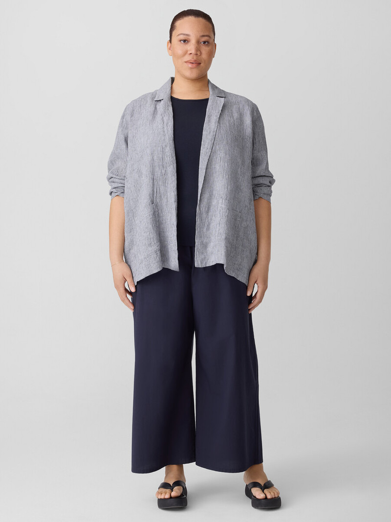 Puckered Organic Linen Stripe Blazer 6