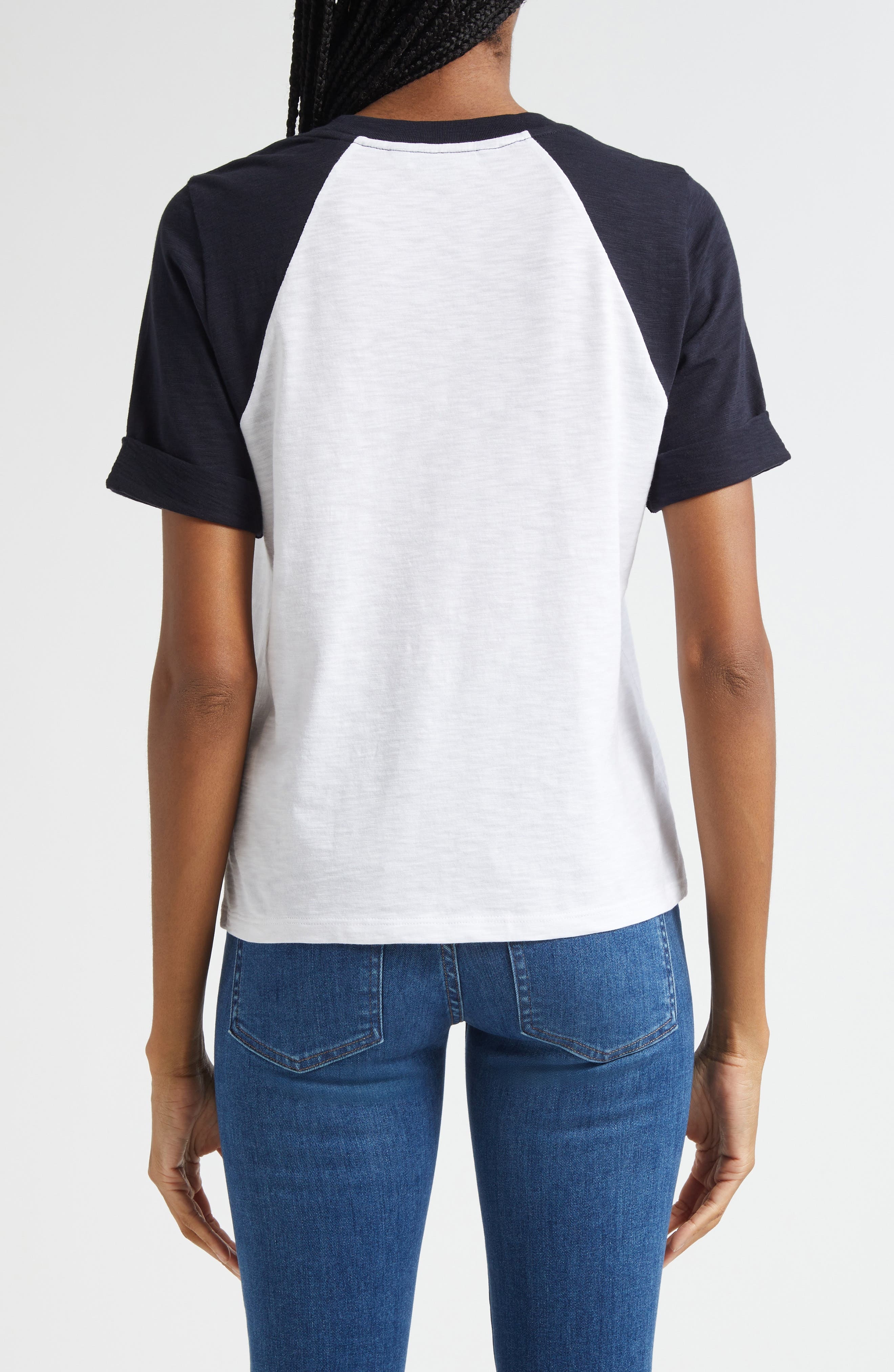 Veronica Beard Mason Cotton Baseball T-Shirt in White Navy at Nordstrom - 2