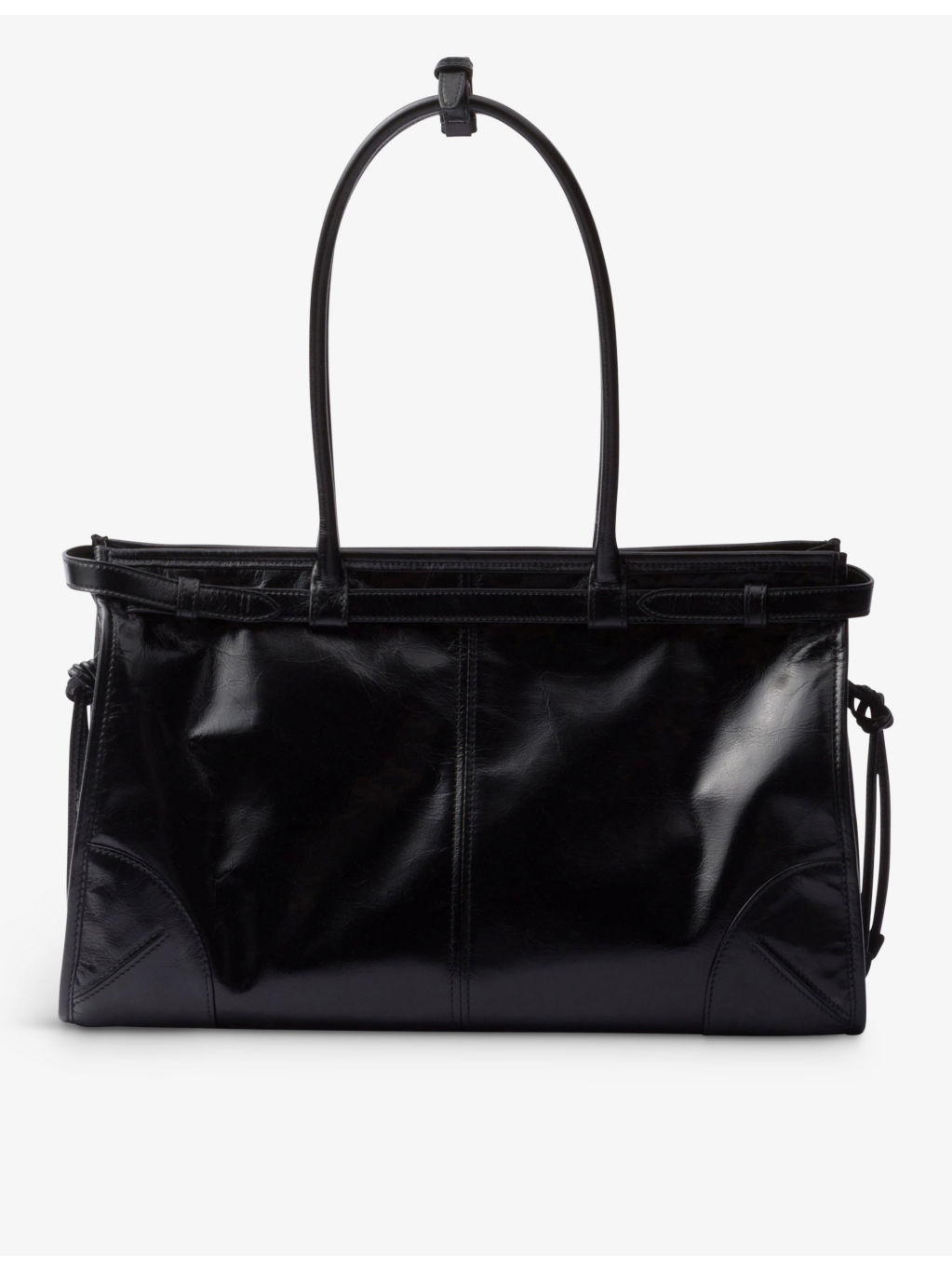 Logo-plaque large leather top-handle bag - 4