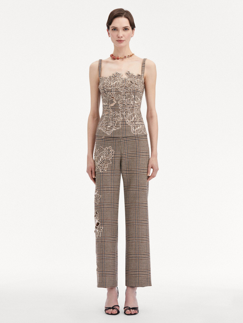 PEONY GUIPURE APPLIQUÉ PLAID TANK 3