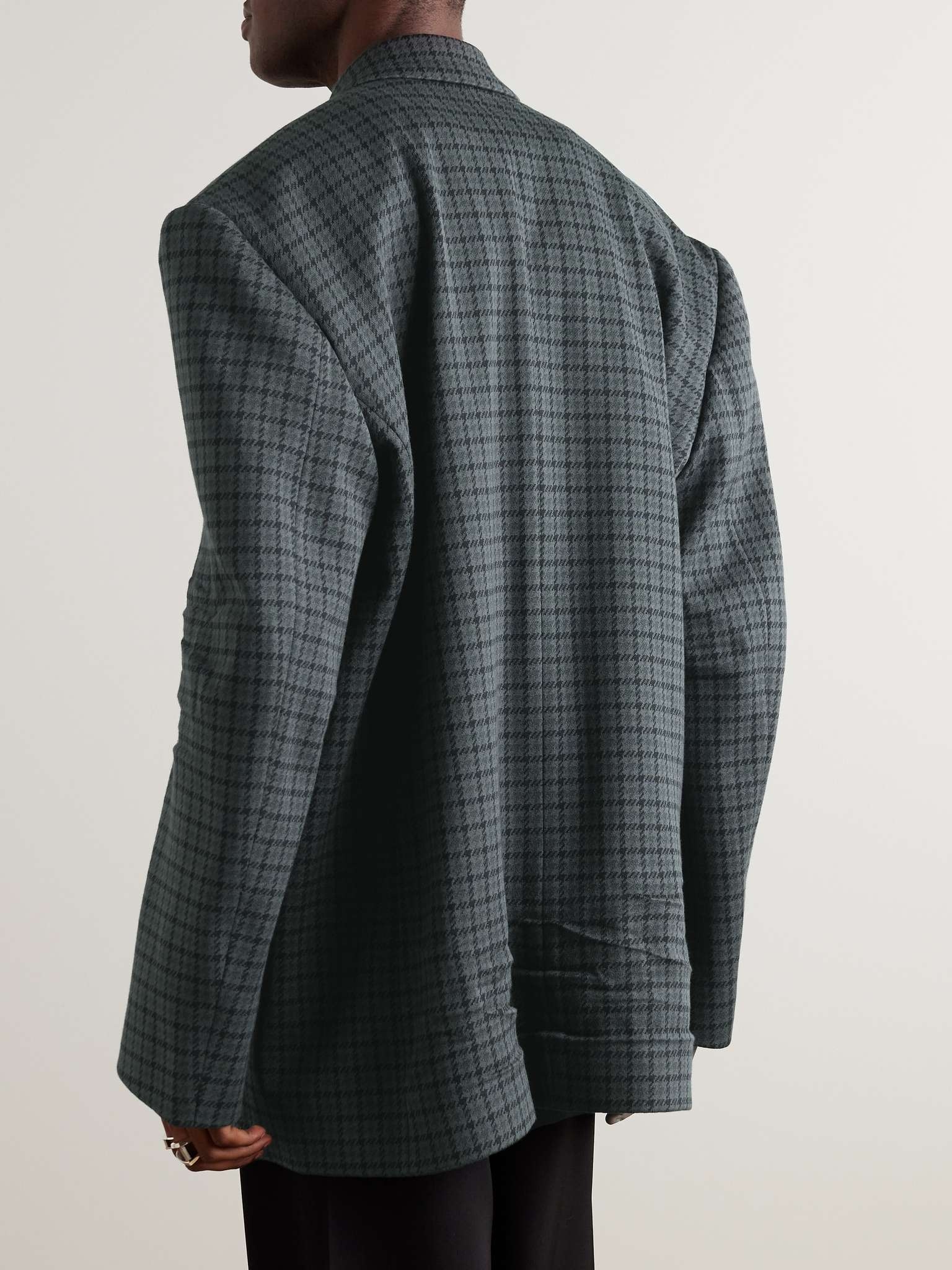 Oversized Houndstooth Knitted Blazer - 4