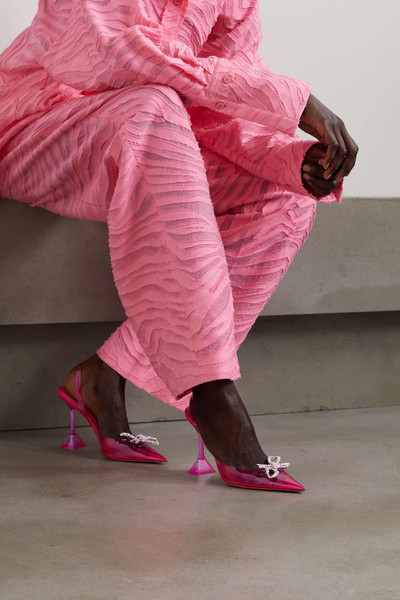 Amina Muaddi Rosie crystal-embellished bow-detailed PVC slingback pumps outlook