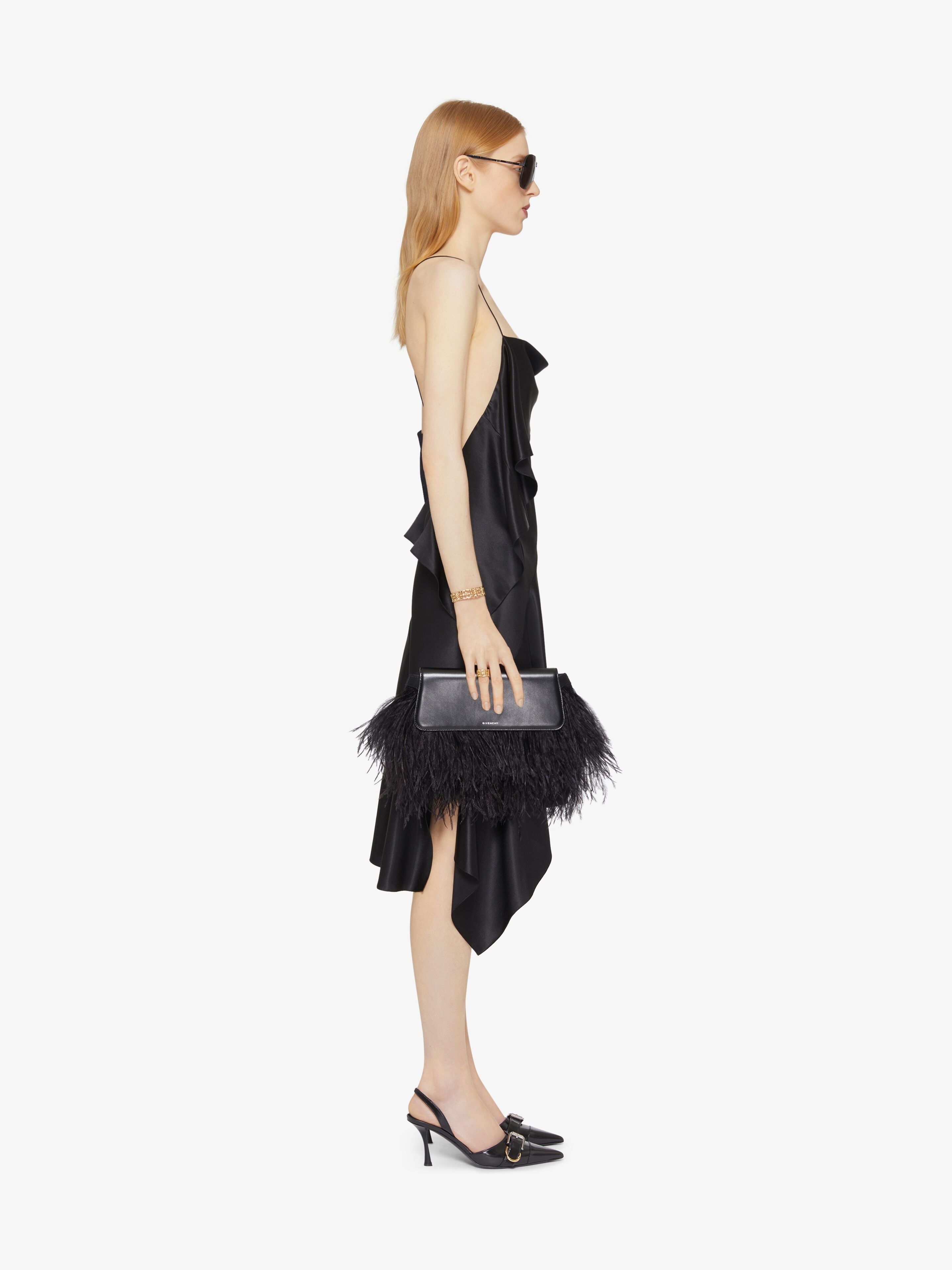 ASYMMETRIC DRAPED DRESS IN SATIN - 3