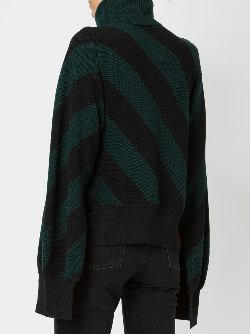 diagonal stripe turtleneck jumper - 4