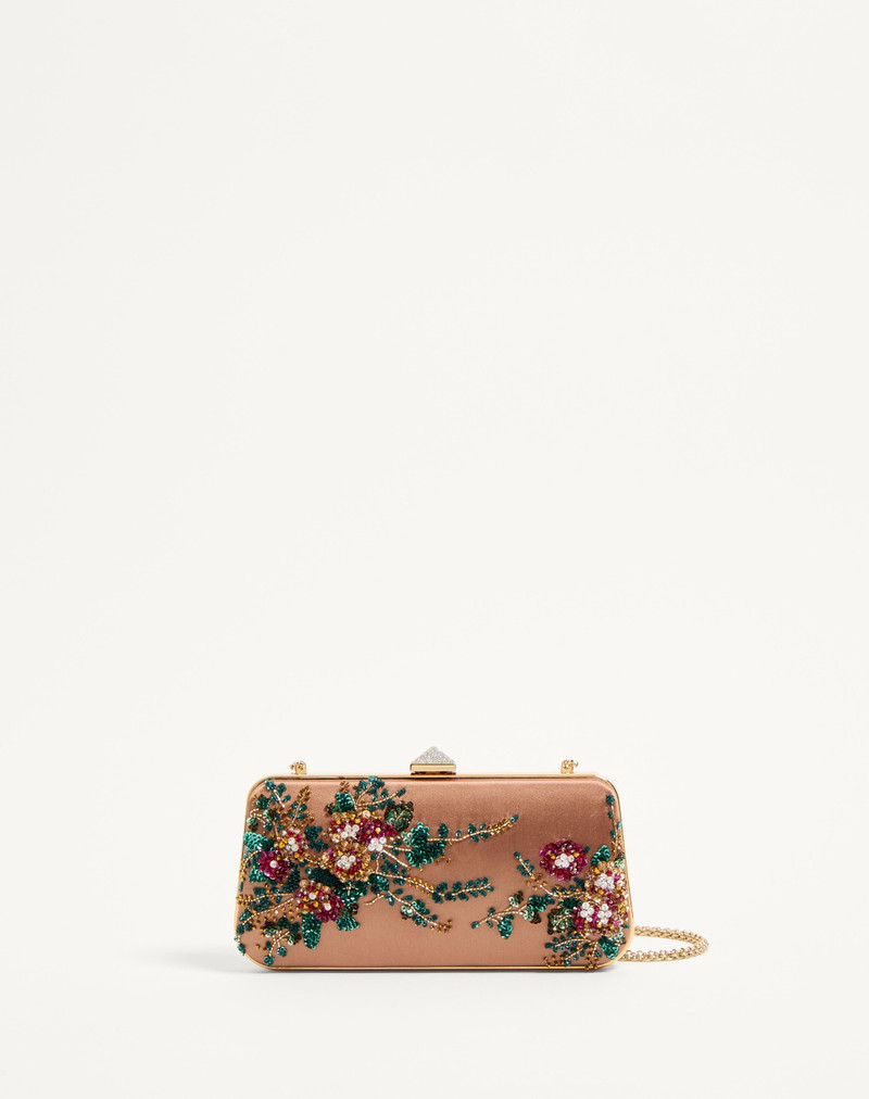 CARRY SECRETS SATIN MINAUDIERE WITH FLORAL EMBROIDERY 1