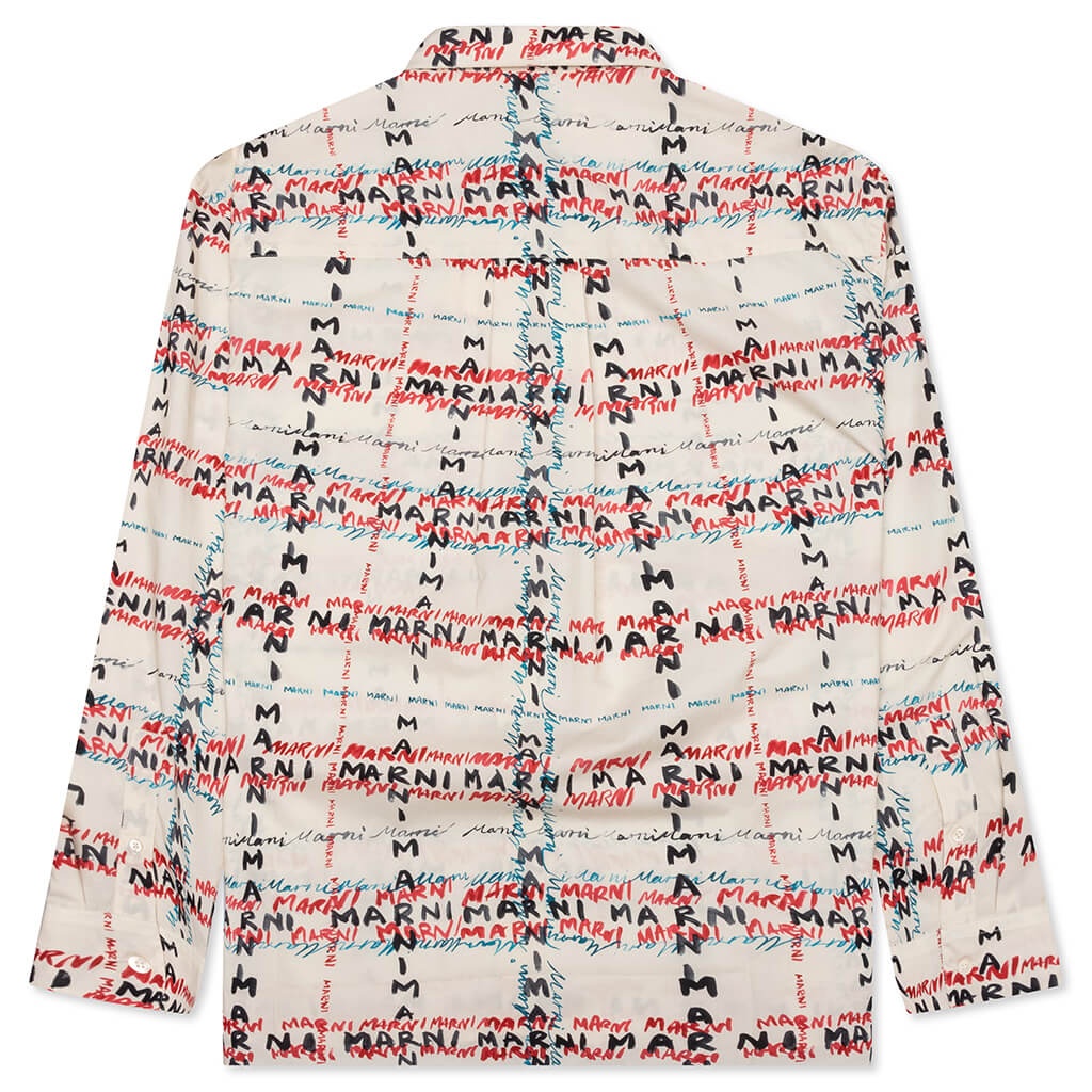 MARNI CROSSROADS PRINT POPLIN SHIRT - ANTIQUE WHITE - 2