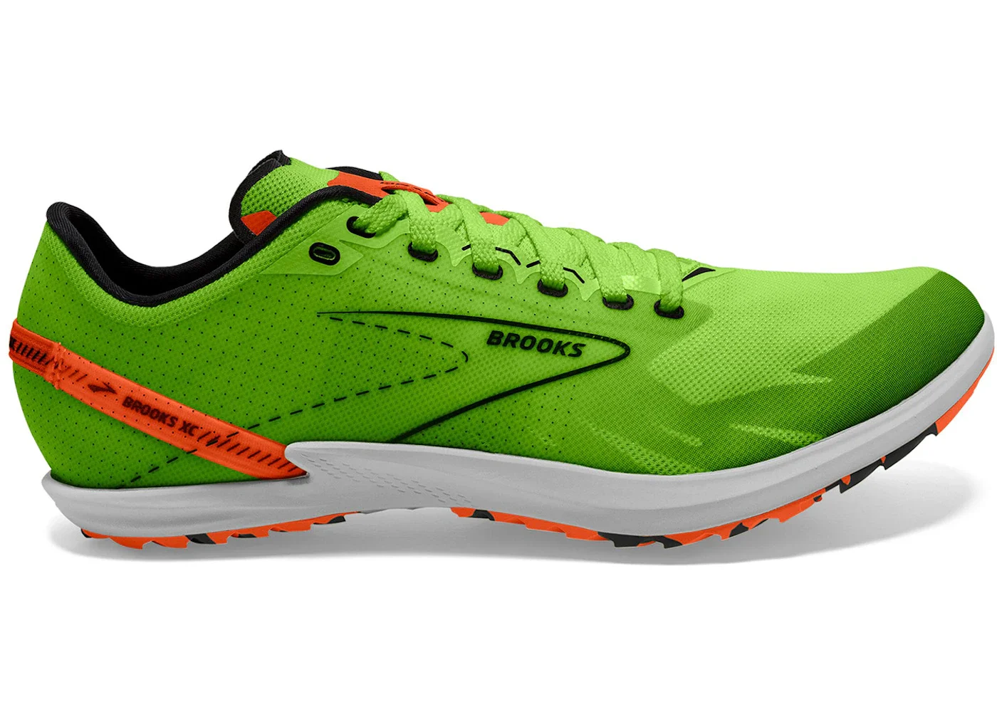 Brooks Draft XC Spikeless Green Gecko Red Orange White - 1